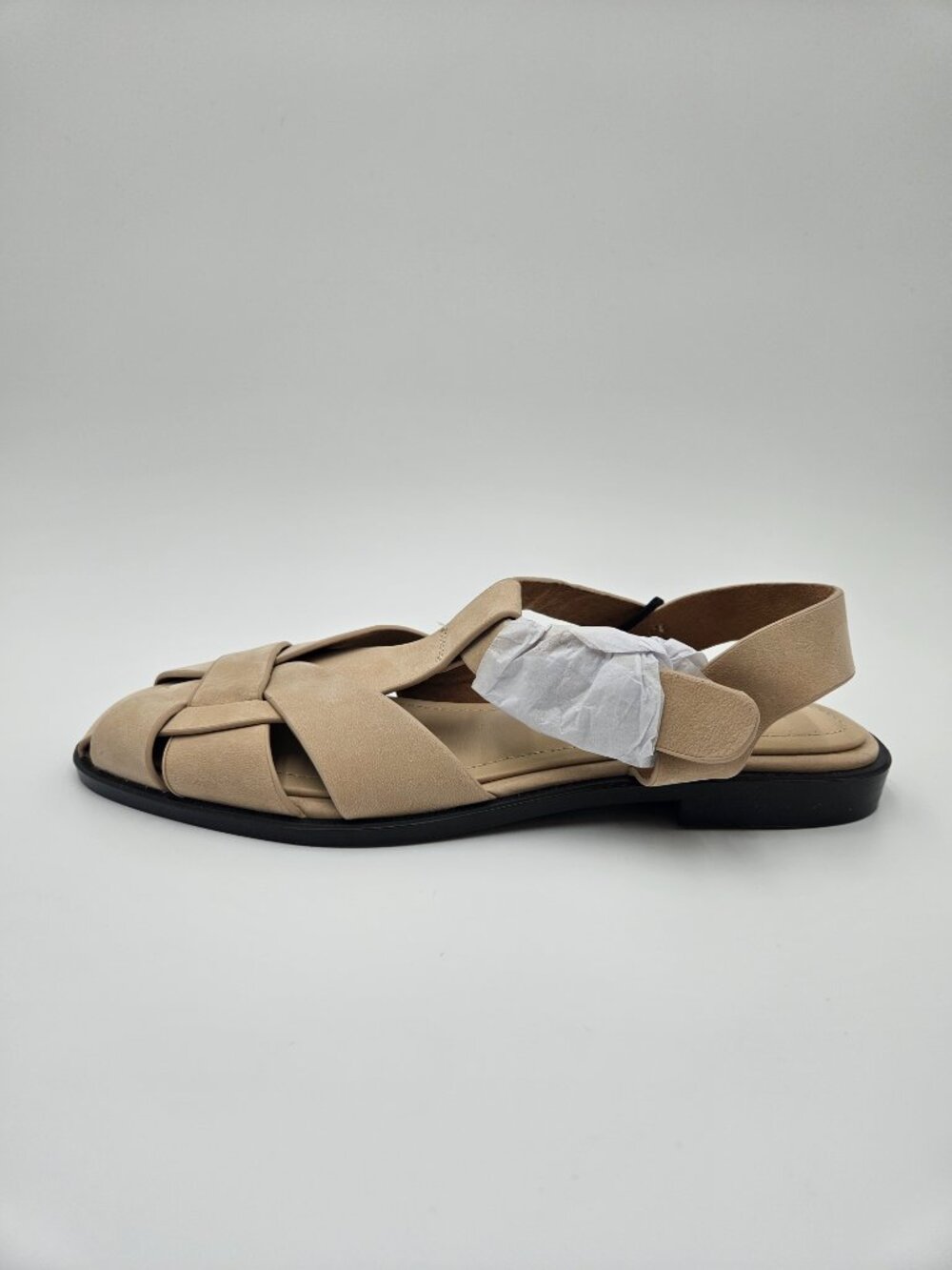 NWT + Dust Bag ZARA Leather Cage Fisherman Sandals | Sandy Brown | Size 7.5 - Picture 6 of 12
